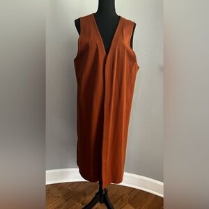 Vintage Coldwater Creek Sleeveless Rust Midi Open-Front Cardigan